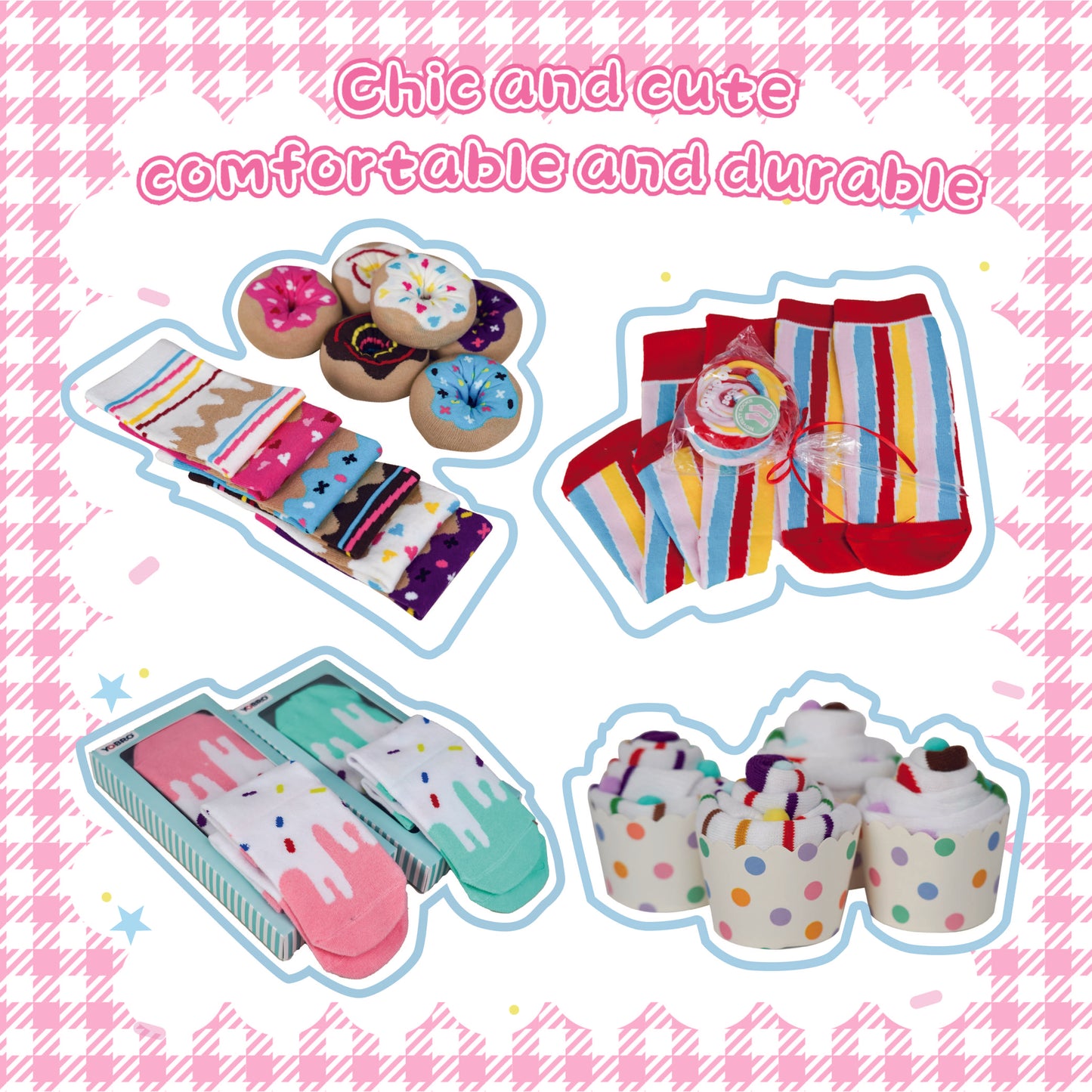 YOBRO 2PK Cupcake Socks for Women Birthday Gift for Valentine's Day Christmas