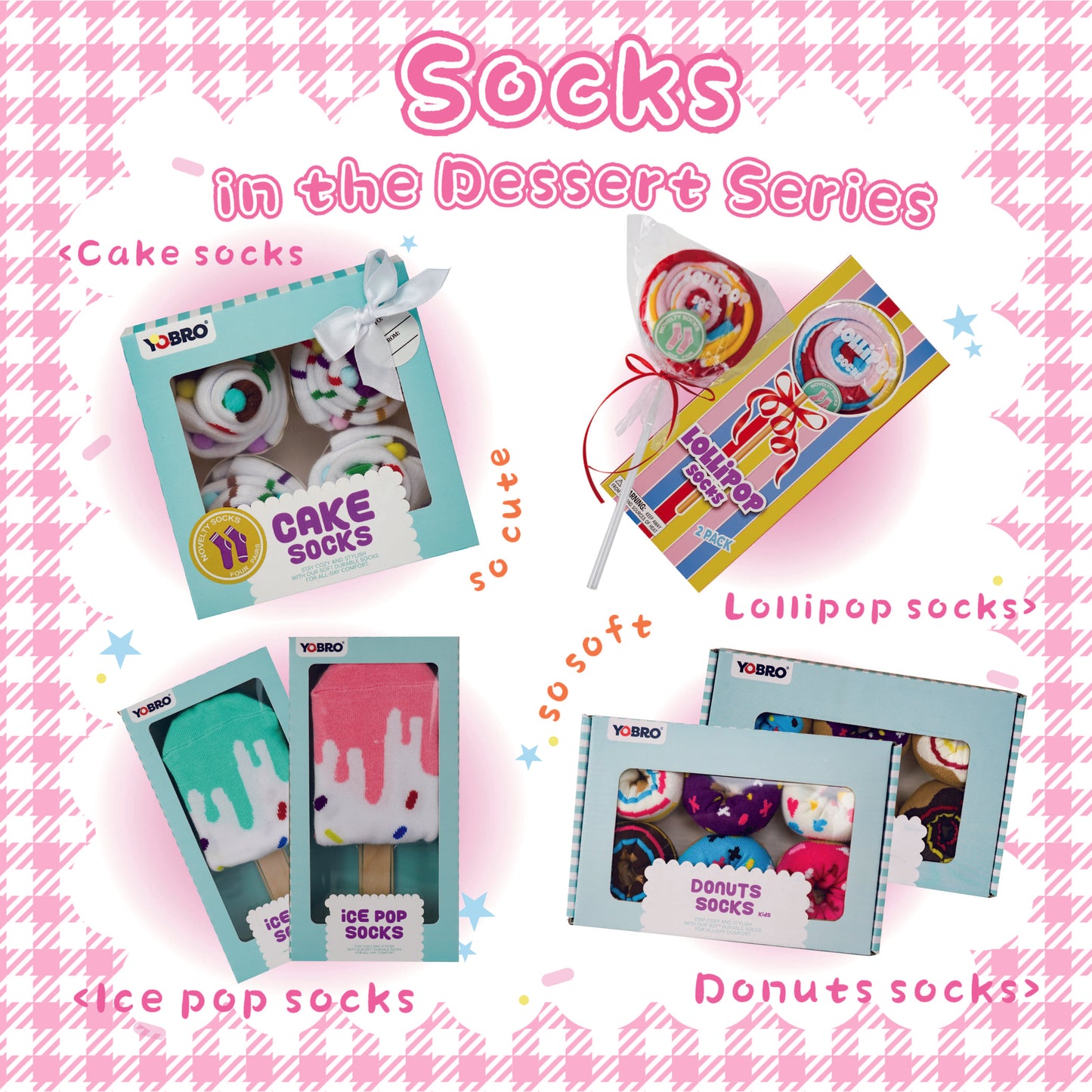 YOBRO 2PK Cupcake Socks for Women Birthday Gift for Valentine's Day Christmas
