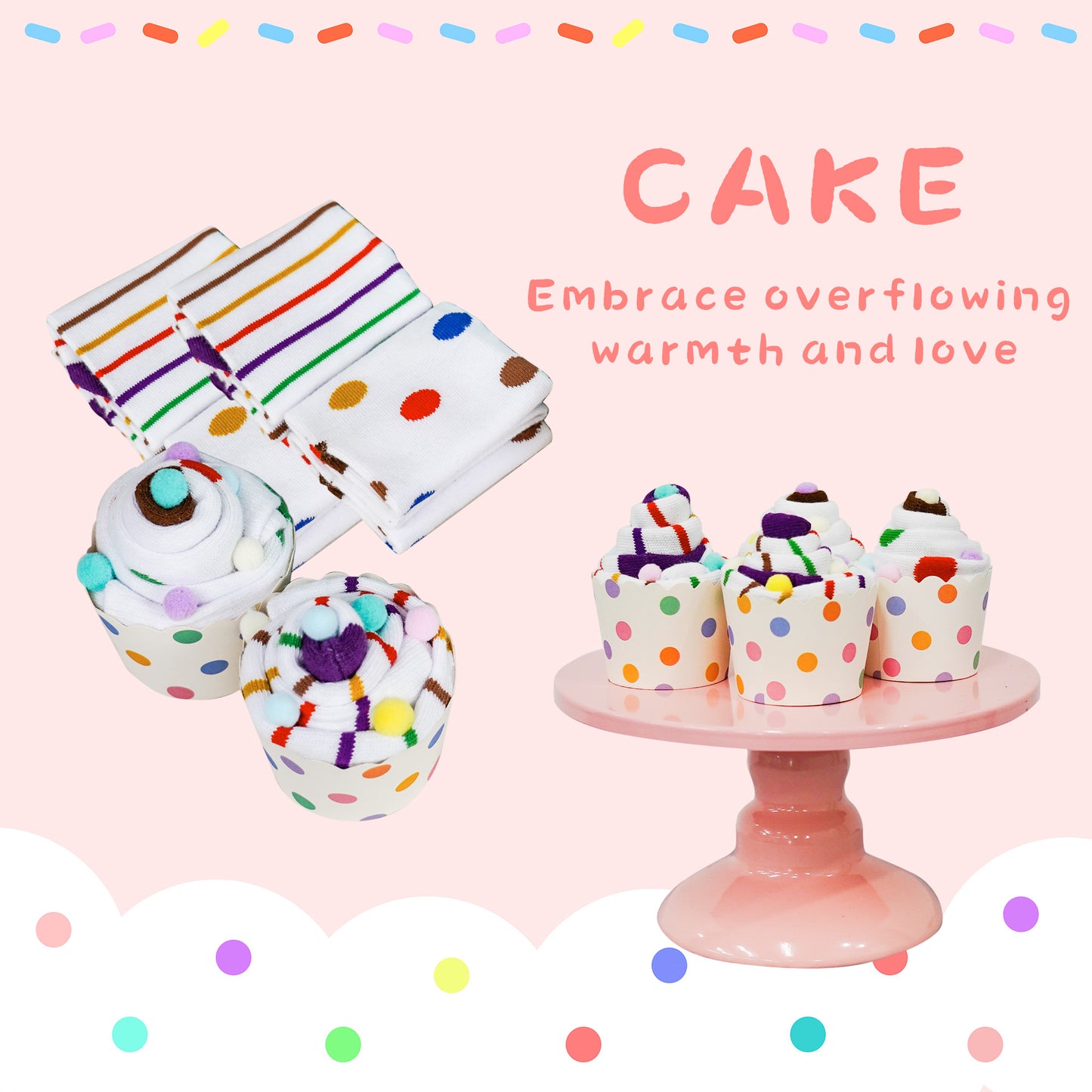 YOBRO 2PK Cupcake Socks for Women Birthday Gift for Valentine's Day Christmas