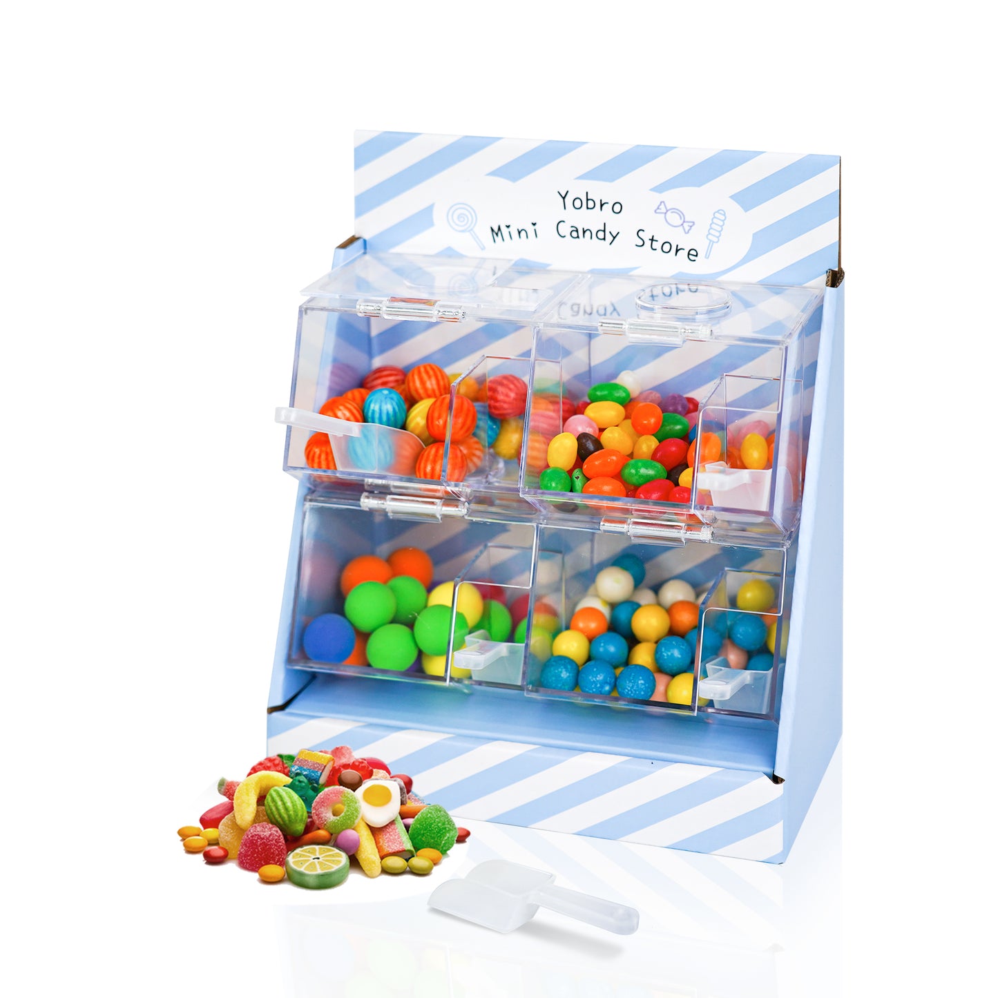 YOBRO Retro Candy Store Sweet Dispenser with Scoops Blue or Red