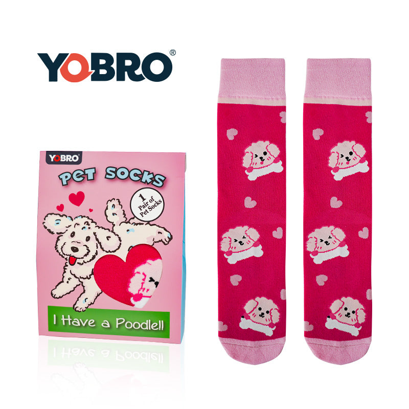 YOBRO Pet Socks Poodle Bulldog Dachshund Smiling Cat Siamese & American Shorthair Cat Designs, Fun Novelty Socks for Pet Lovers (Men Women)