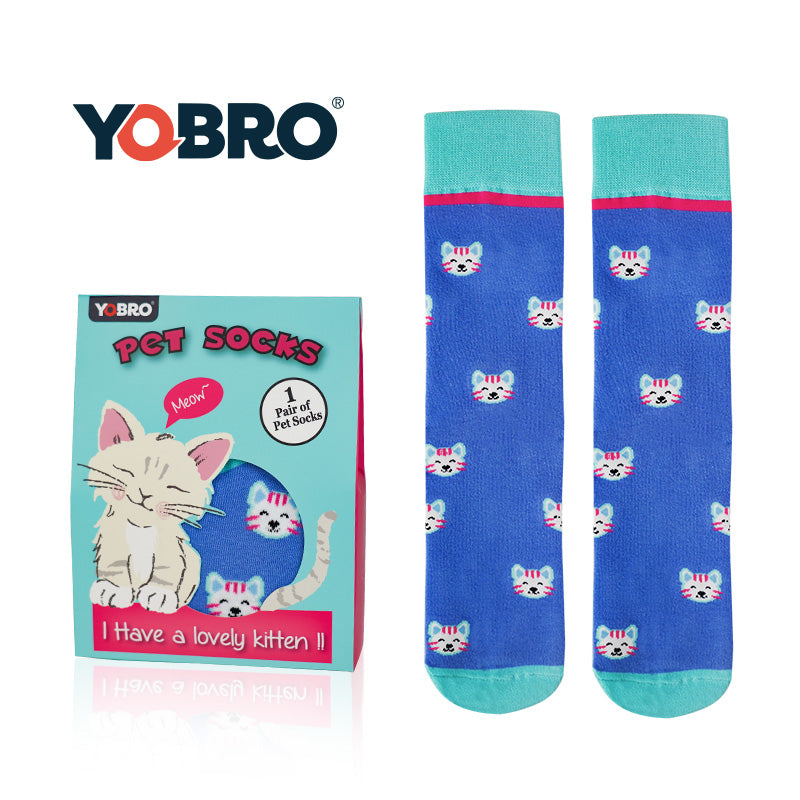 YOBRO Pet Socks Poodle Bulldog Dachshund Smiling Cat Siamese & American Shorthair Cat Designs, Fun Novelty Socks for Pet Lovers (Men Women)