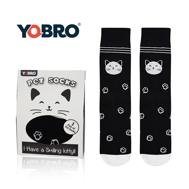 YOBRO Pet Socks Poodle Bulldog Dachshund Smiling Cat Siamese & American Shorthair Cat Designs, Fun Novelty Socks for Pet Lovers (Men Women)