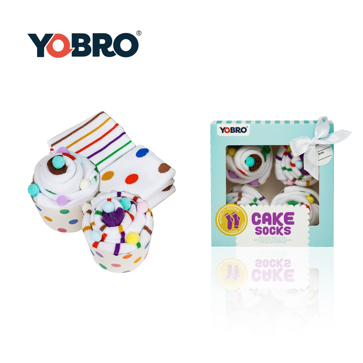 YOBRO 4PK Cupcake Socks for Women Birthday Gift for Valentine's Day Christmas