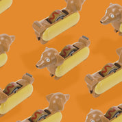 YOBRO Hotdog-Klebebandspender mit 4 Klebebändern (2 rote, 2 gelbe)