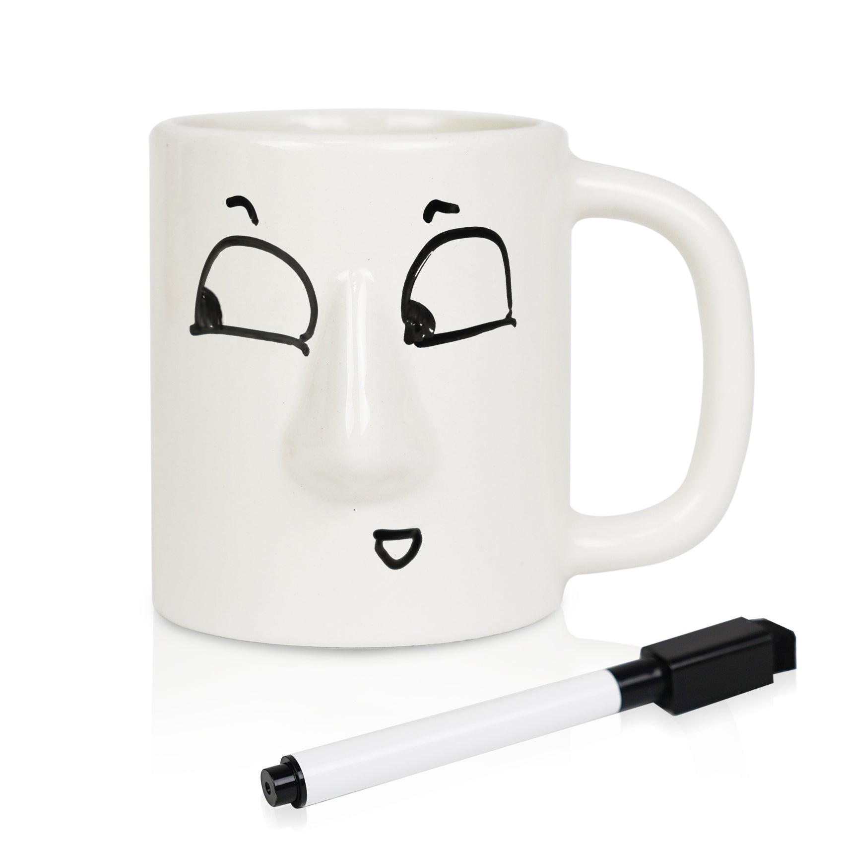 YOBRO Kaffeetasse mit Gesicht und trocken abwischbaren Markern