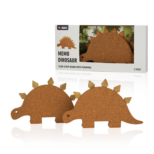 YOBRO Dinosaur Cork Board Set with 10 Spike Pins - Stegosaurus Wall Decor for Kids & Offices, 2 Pack