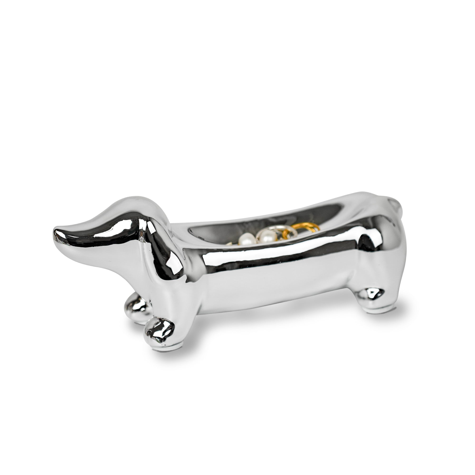 YOBRO Dachshund Ceramic Trinket Tray for Jewelry & Keys - Mini Decorative Dish, Dog Lover Gift, Engagement Ring Organizer