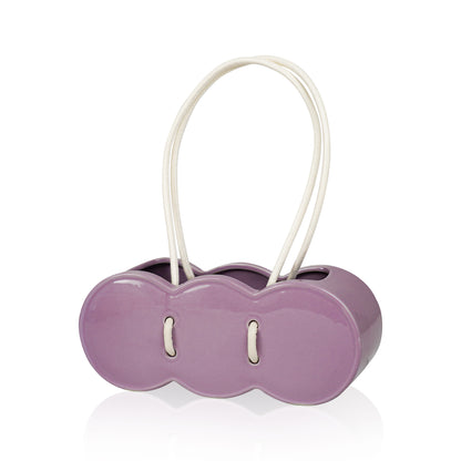 Cloud Handbag-Shaped Ceramic Flower Vase,Purple&Pink