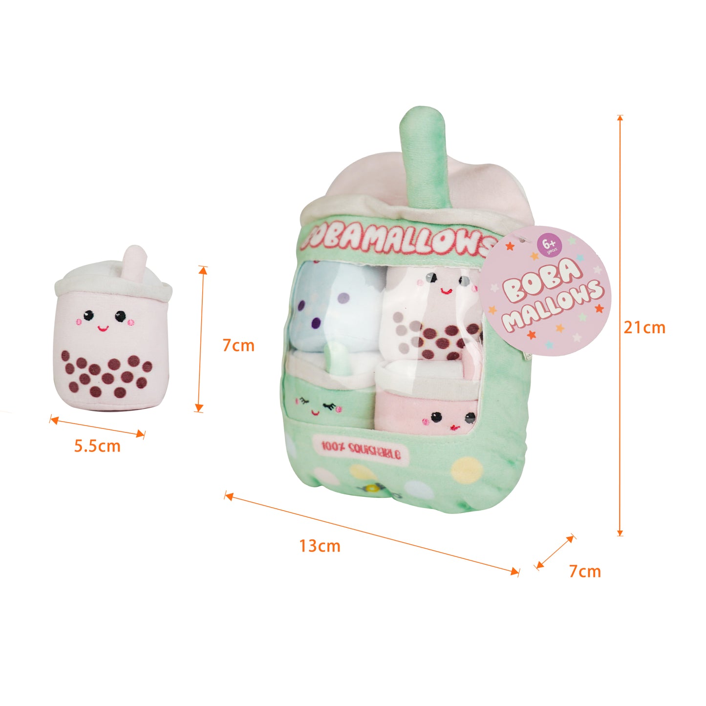 BOBAMALLOWS 4PK Cute Plush Hapy Face Stuffed Toys WSG13542