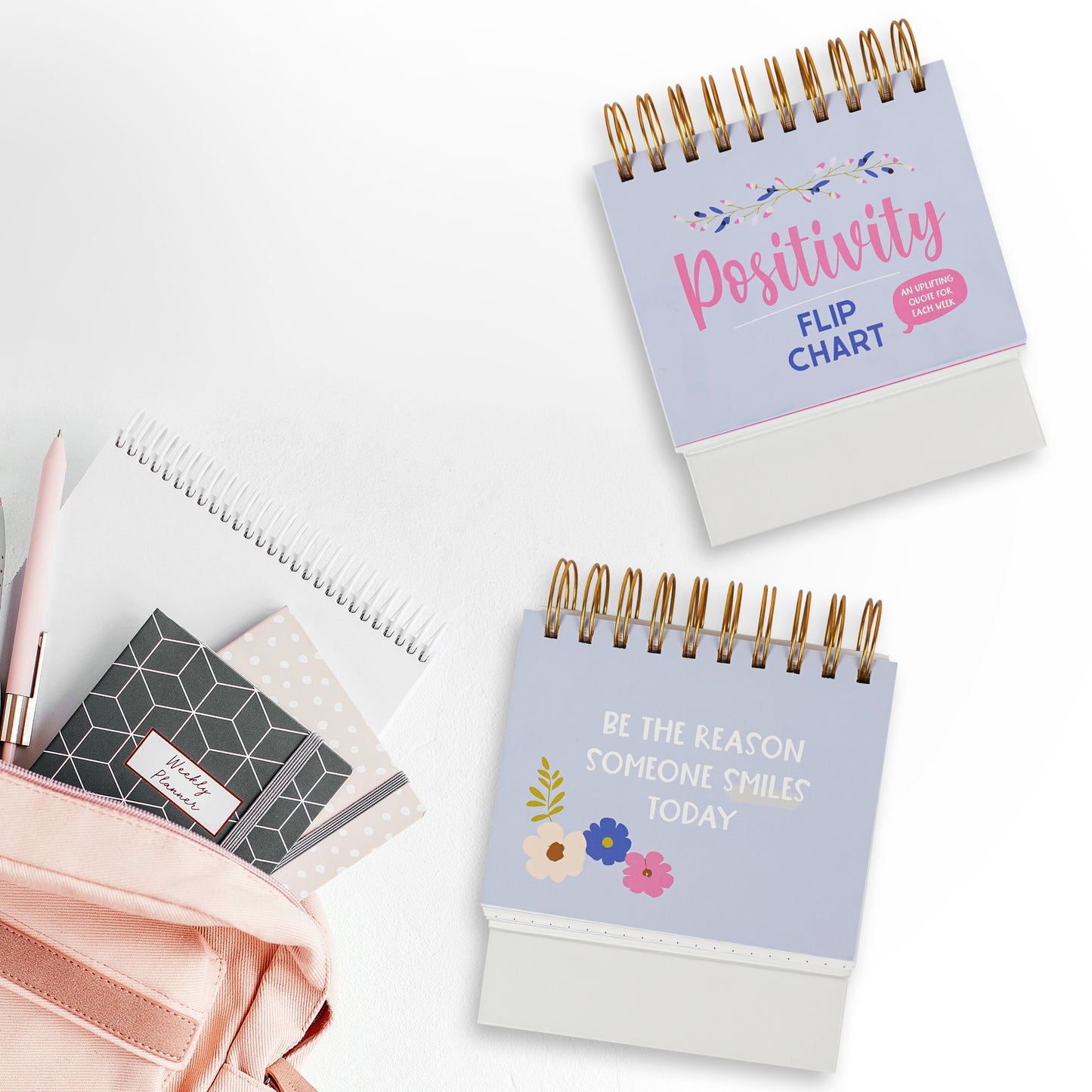 Positivity Motivational Weekly Calendar,Rose Blue