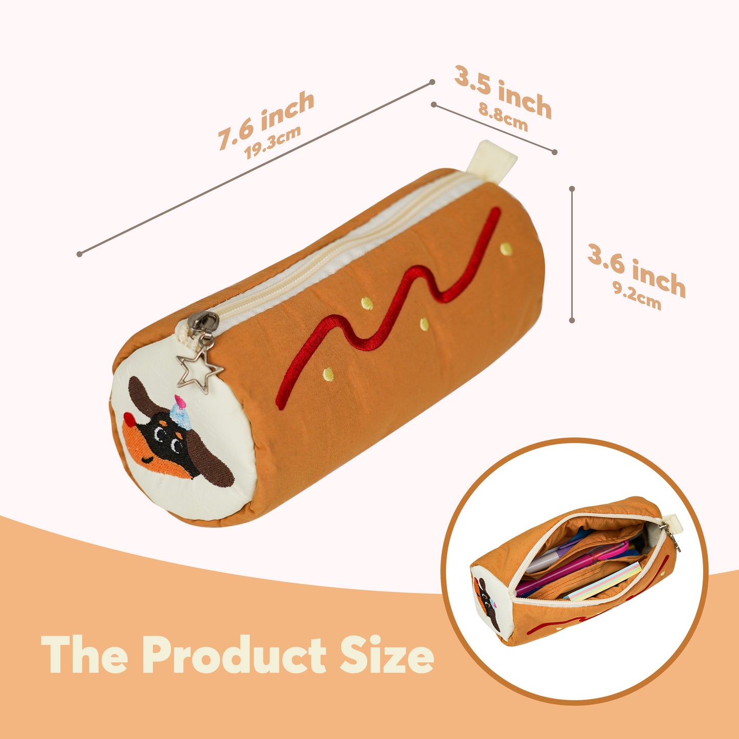 YOBRO Cute Pencil Pouch, Small Pencil Case with Zipper,Cute Hot Dog Pencil Case for Girls and Boys