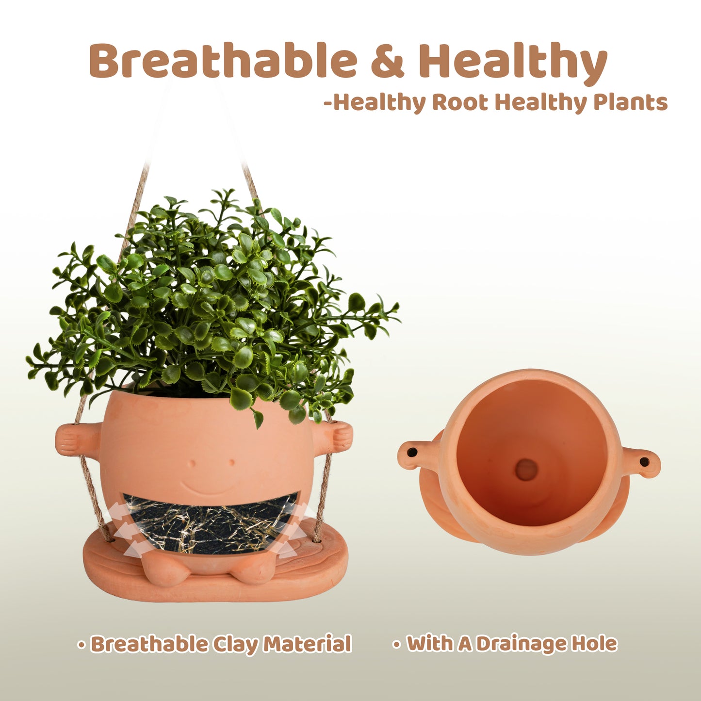 Mr.Smile Plant Pots with drainage-Large and  Small Sizes