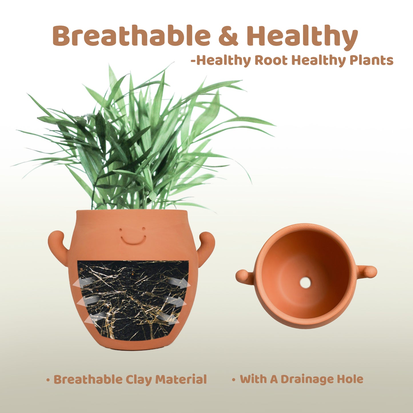 Mr.Smile Plant Pots with drainage-Large and  Small Sizes