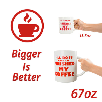 YOBRO 67Oz Extra Large Coffee Mug, Giantic Ceramic Mugs for Coffee Lovers, Great Father Day Gifts, Big Coffee Cups, Oversized Novelty Joke Mug, Funny Gag Gift for Men, Office Gift for Coworkers, Blue or Red