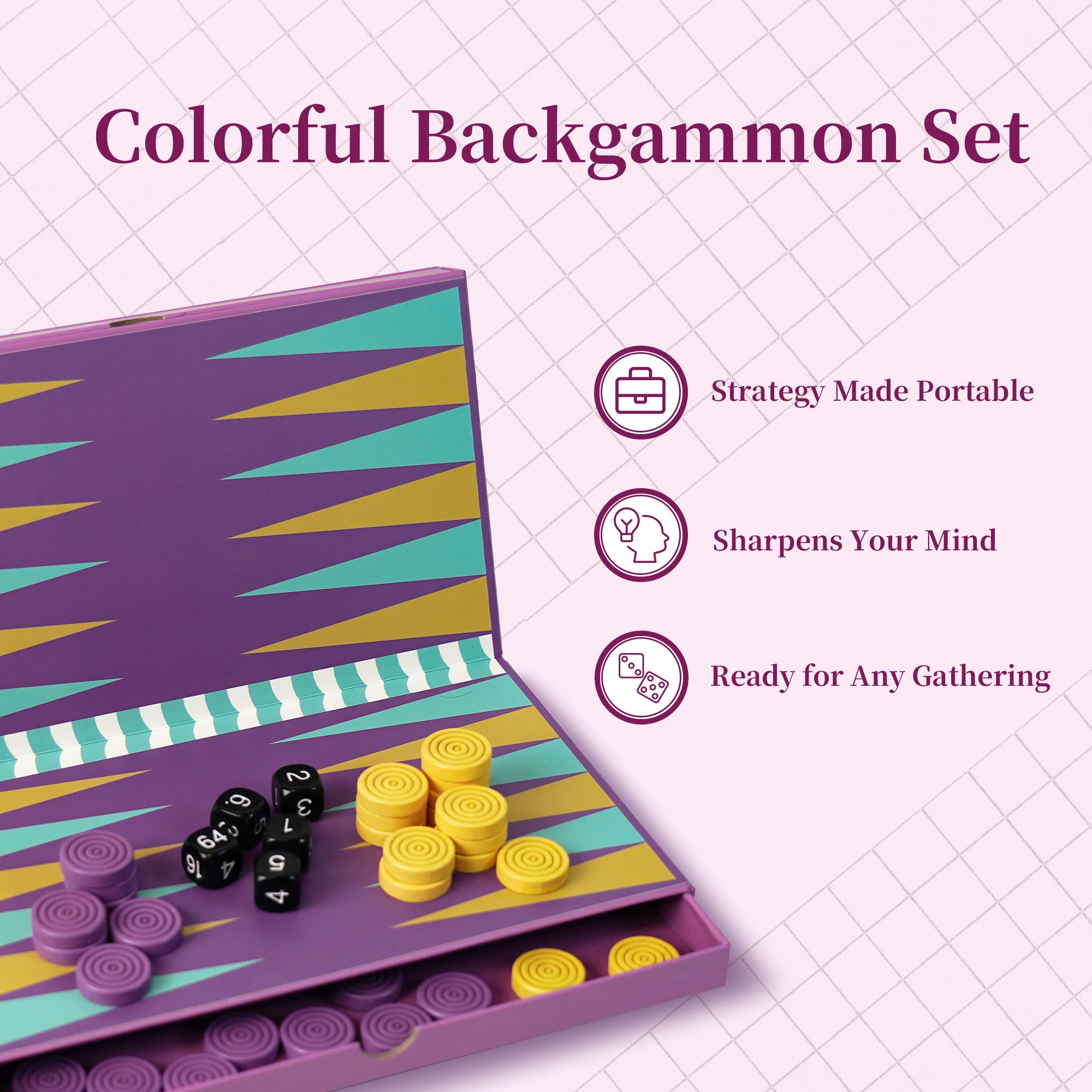 BUZZLEFUN Colorful Backgammon Set