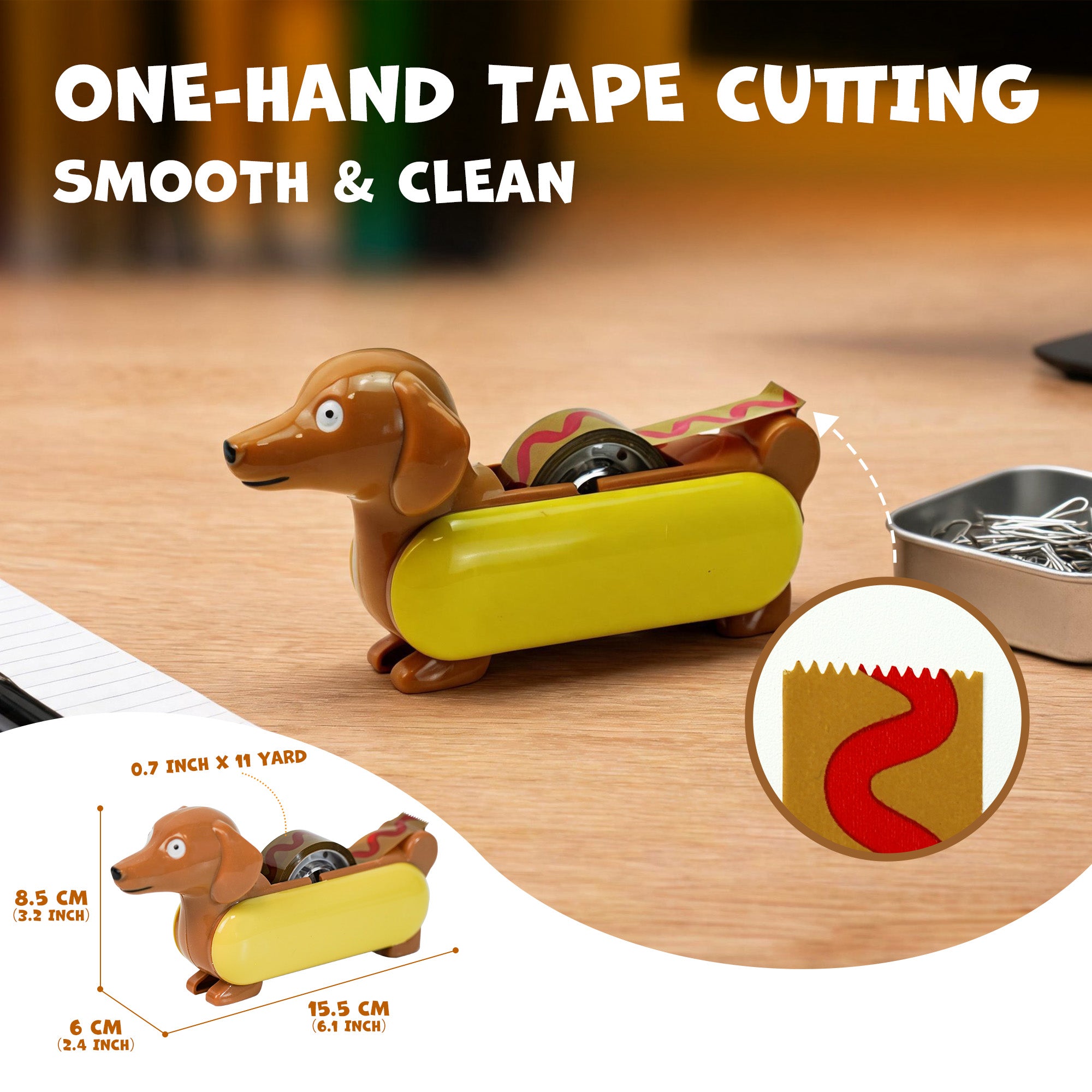 Hot Dog Desktop Accessory Kit with Stapler & Tape, Back to School