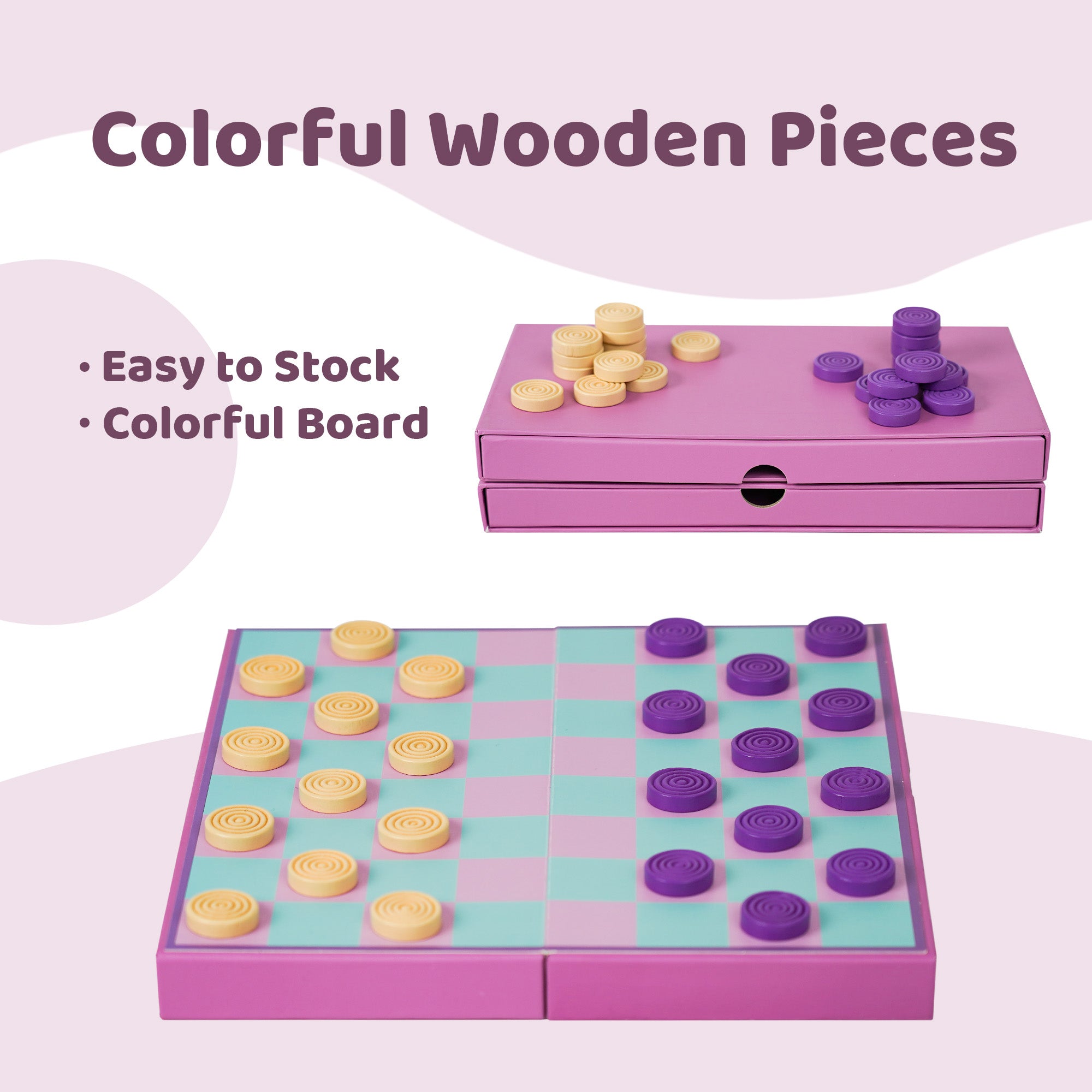 Classic Colorful Checkers Set – Family-Friendly Travel Game – YOBROGIFTS