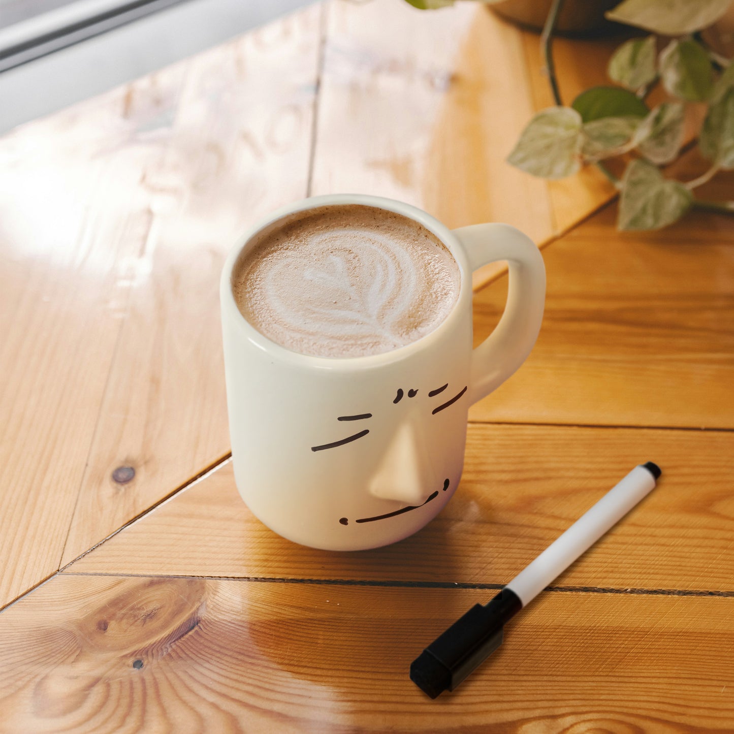 YOBRO Face Coffee Mug with Dry Erase Markers