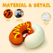 Hot Dog Travel Pillow, U-Shape Neck Rest, Brown
