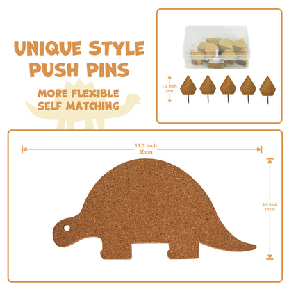 YOBRO Dinosaur Cork Board Set with 10 Spike Pins - Stegosaurus Wall Decor for Kids & Offices, 2 Pack