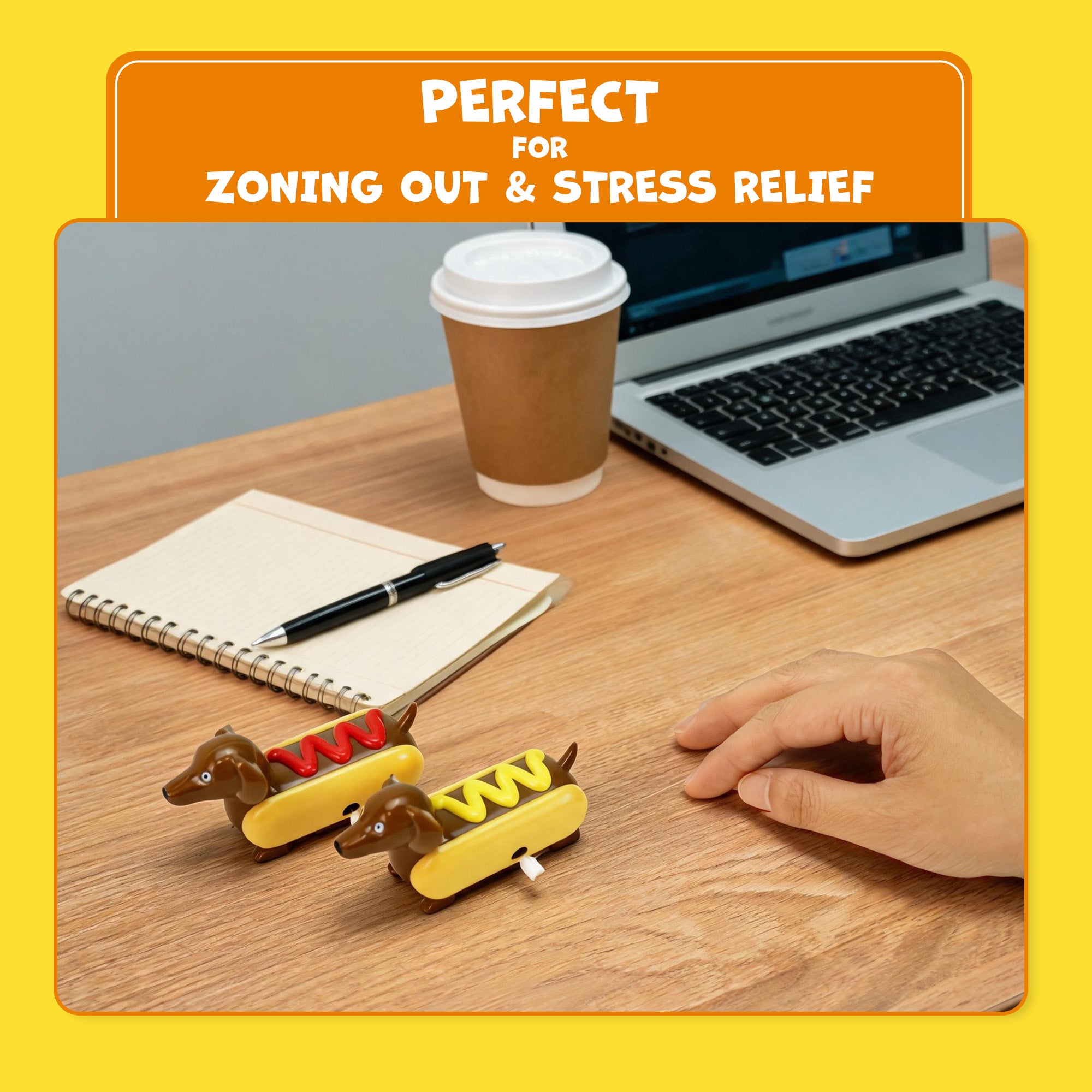 YOBRO Hot Dog Wind-up Dachshund Toys, Set of 2 – Ketchup & Mustard, Staring Desk Toy for Stress & Boredom Relief
