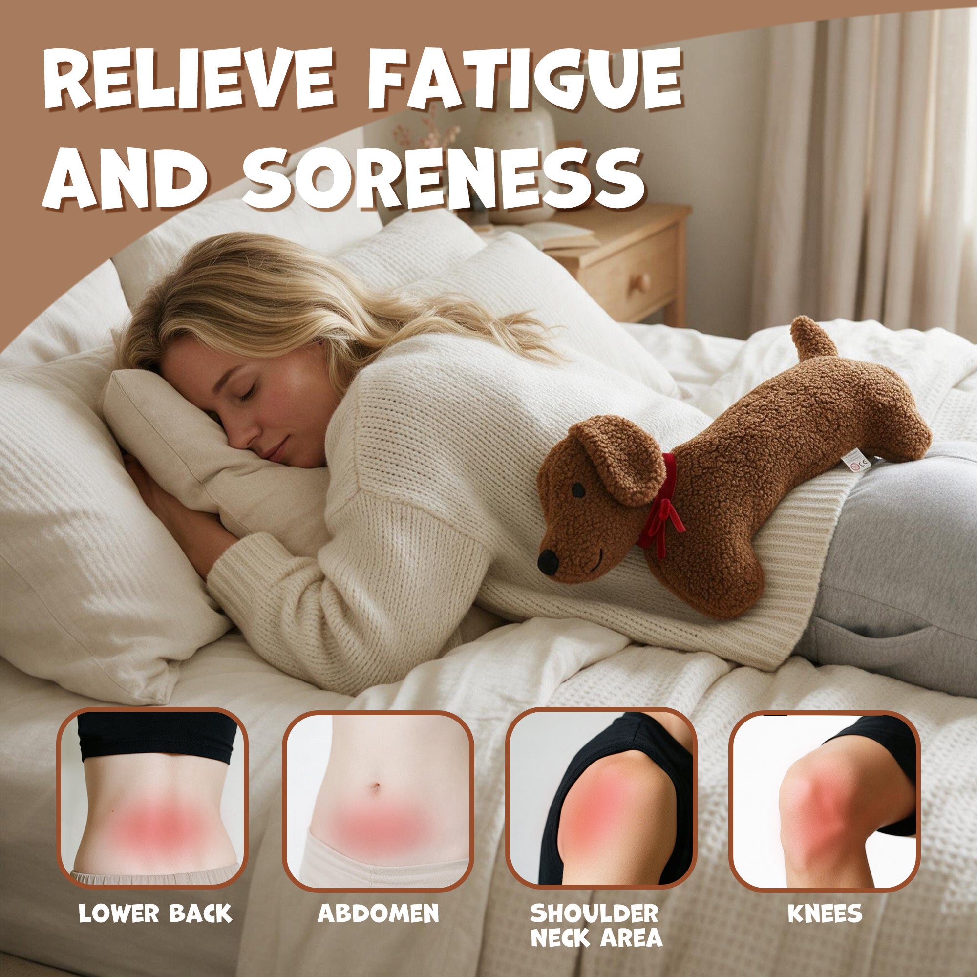 Dachshund Hot Water Bottle with Plush Cover, Cute Heat Pad for Pain Relief