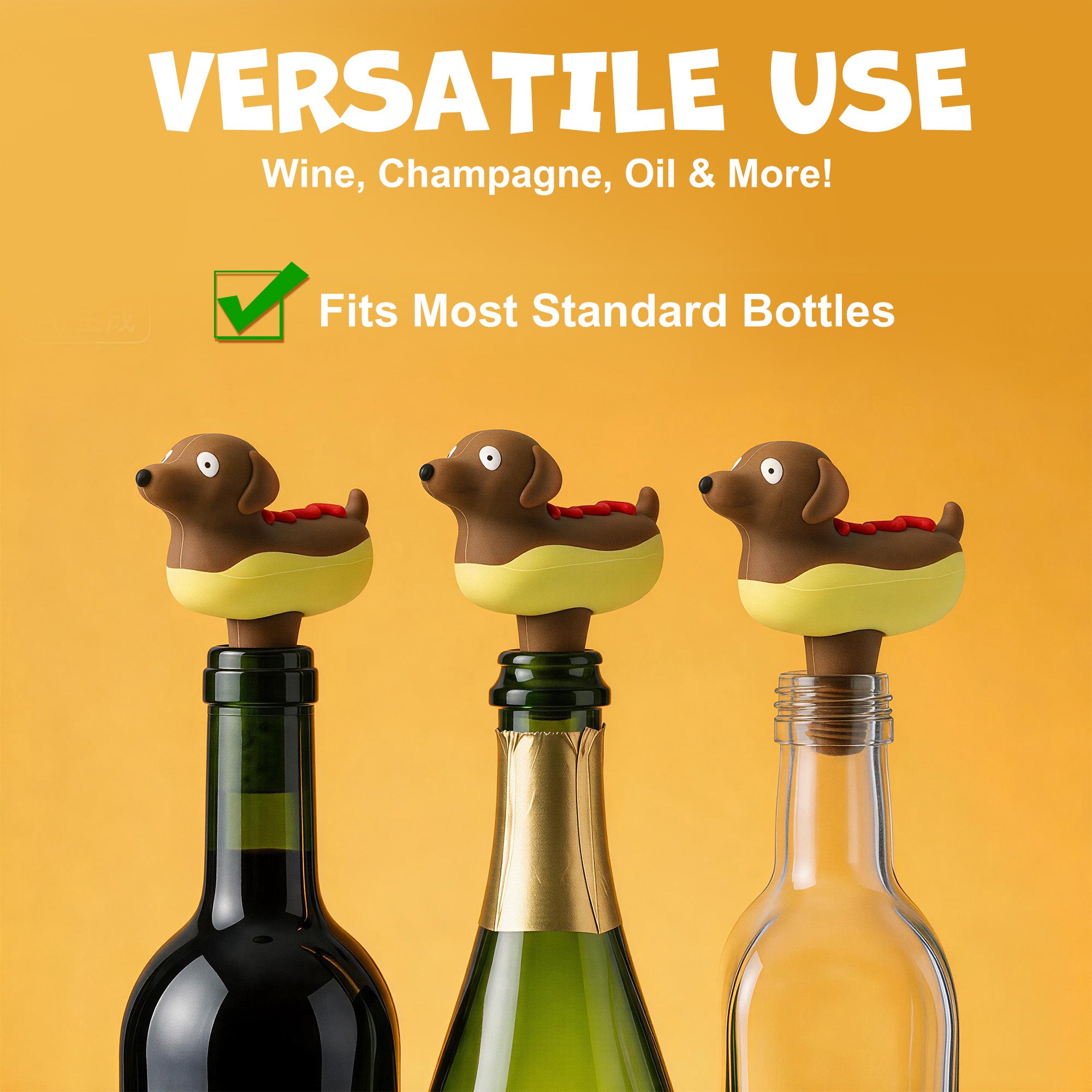 Hot Dog Silicone Wine Stopper,Airtight Seal Keeps Wine Fresh