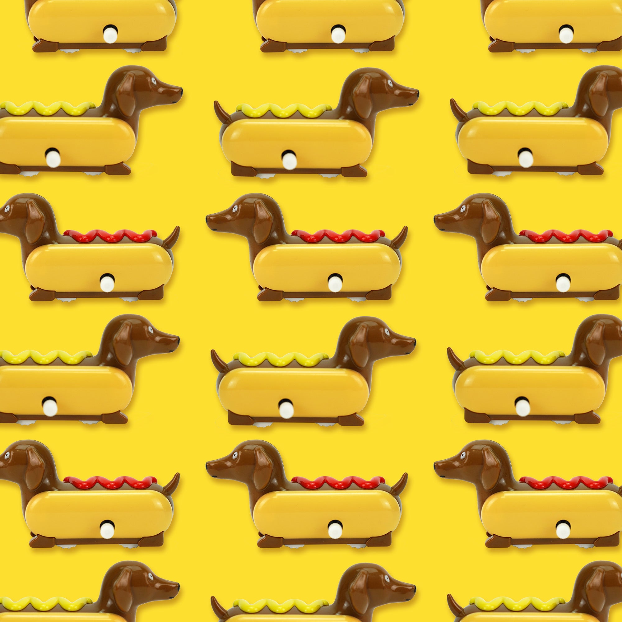 YOBRO Hot Dog Wind-up Dachshund Toys, Set of 2 – Ketchup & Mustard, Staring Desk Toy for Stress & Boredom Relief