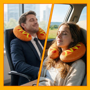 Hot Dog Travel Pillow, U-Shape Neck Rest, Brown
