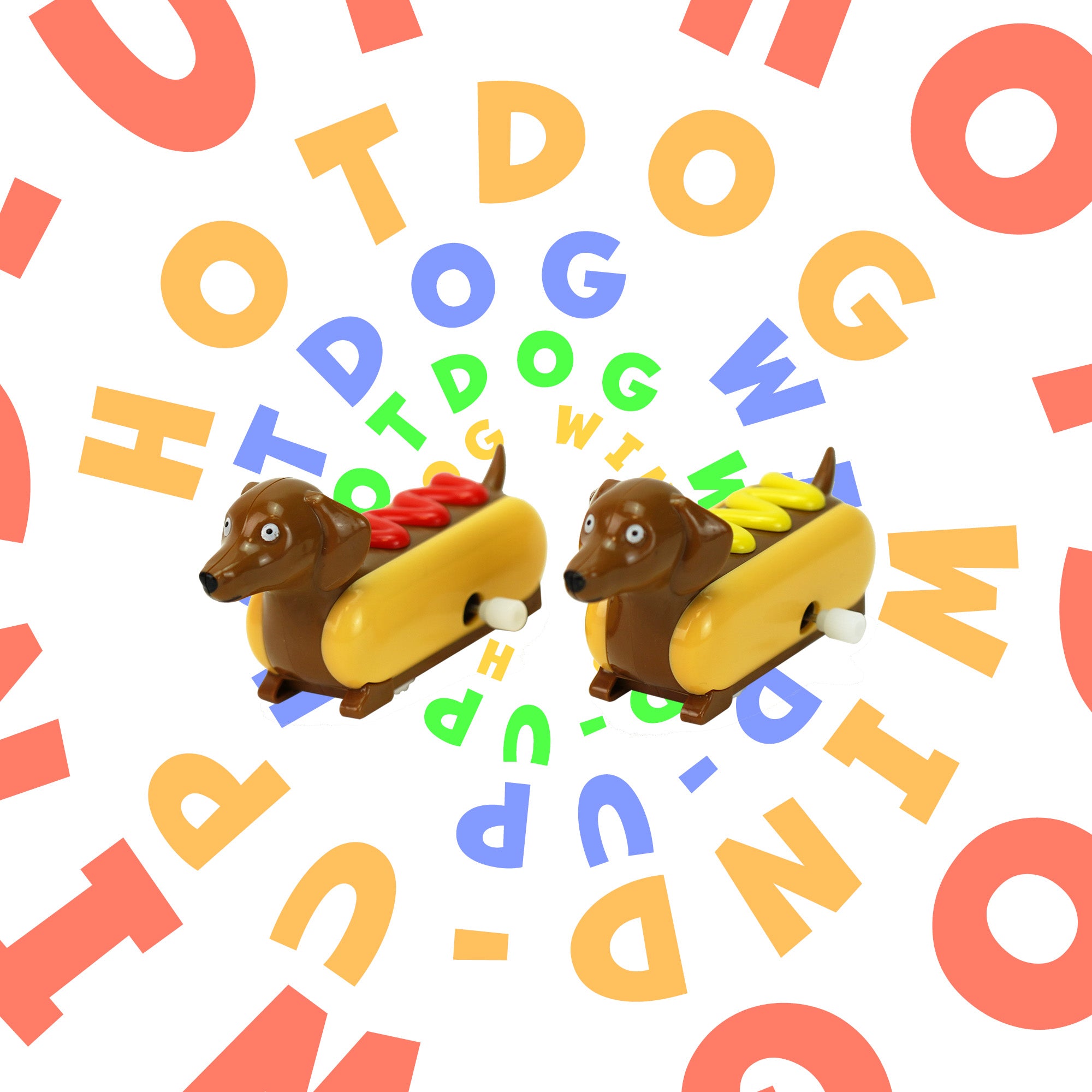 YOBRO Hot Dog Wind-up Dachshund Toys, Set of 2 – Ketchup & Mustard, Staring Desk Toy for Stress & Boredom Relief