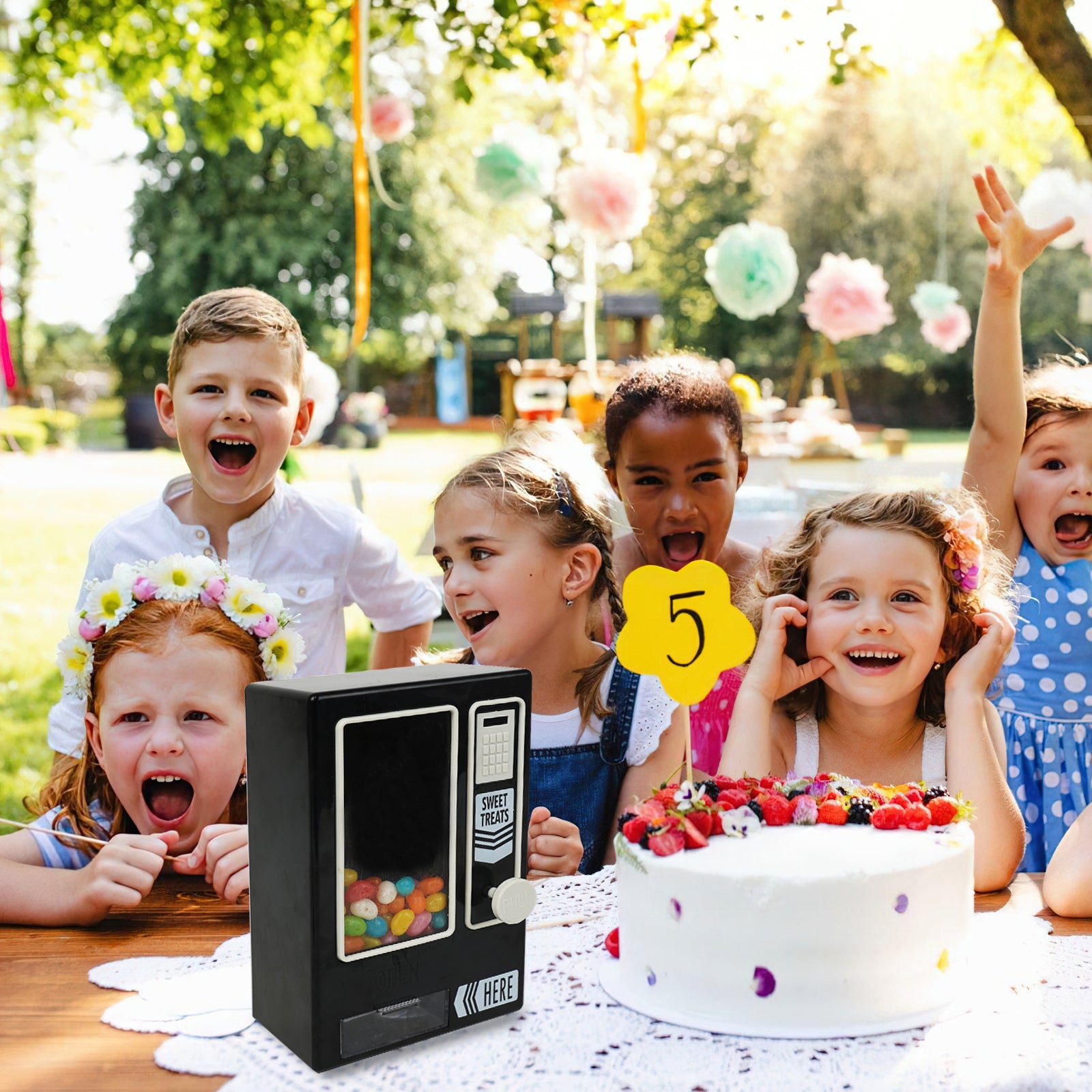 YOBRO Candy Dispenser, Cute Vending Machine for Desktop, Manual Candy Machine, Dispense Mini Candies, Birthday&Christmas Gift for Girls, Gift for Friends Girlfriends (Dark)