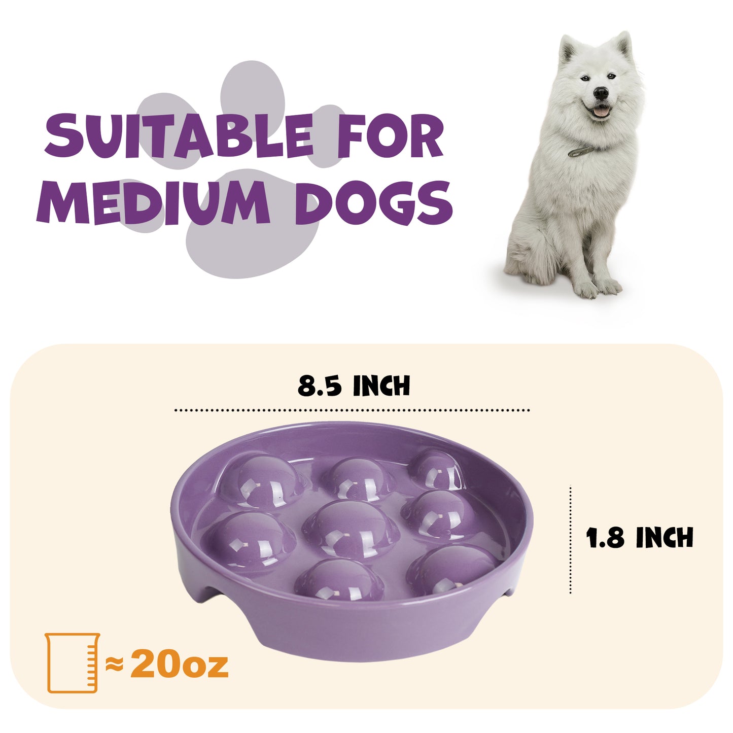 Yobro Dog Slow Feeder Ceramic Bowls 1.5