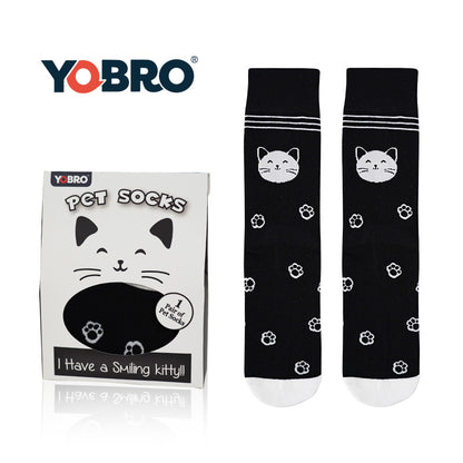YOBRO Pet Socks Poodle Bulldog Dachshund Smiling Cat Siamese & American Shorthair Cat Designs, Fun Novelty Socks for Pet Lovers (Men Women)