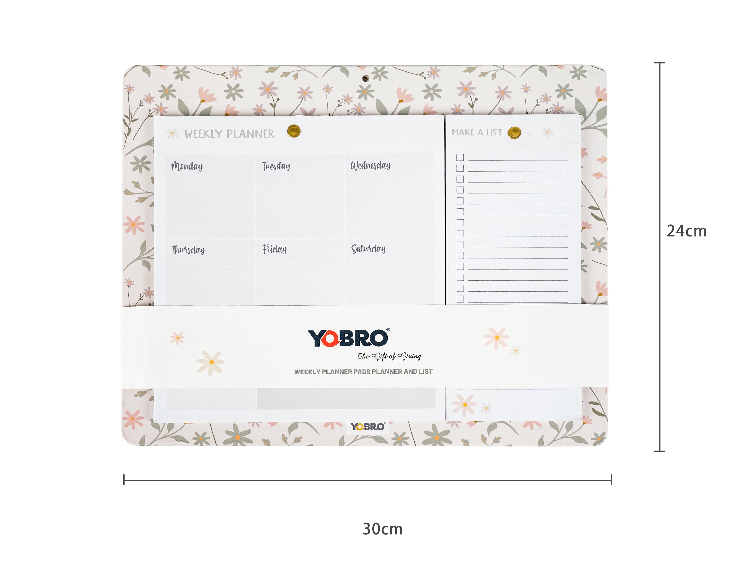 Bloc-notes hebdomadaires YOBRO Positivity avec repères magnétiques WSG13581