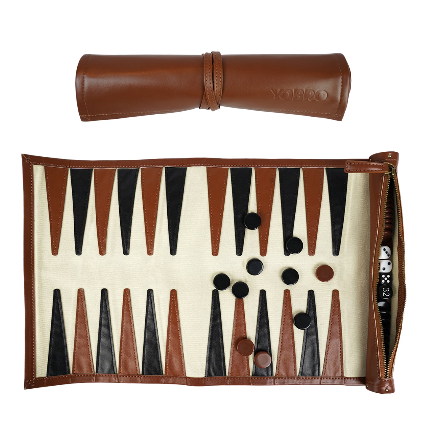 YOBRO Leather Backgammon Travel Kit WSG10762