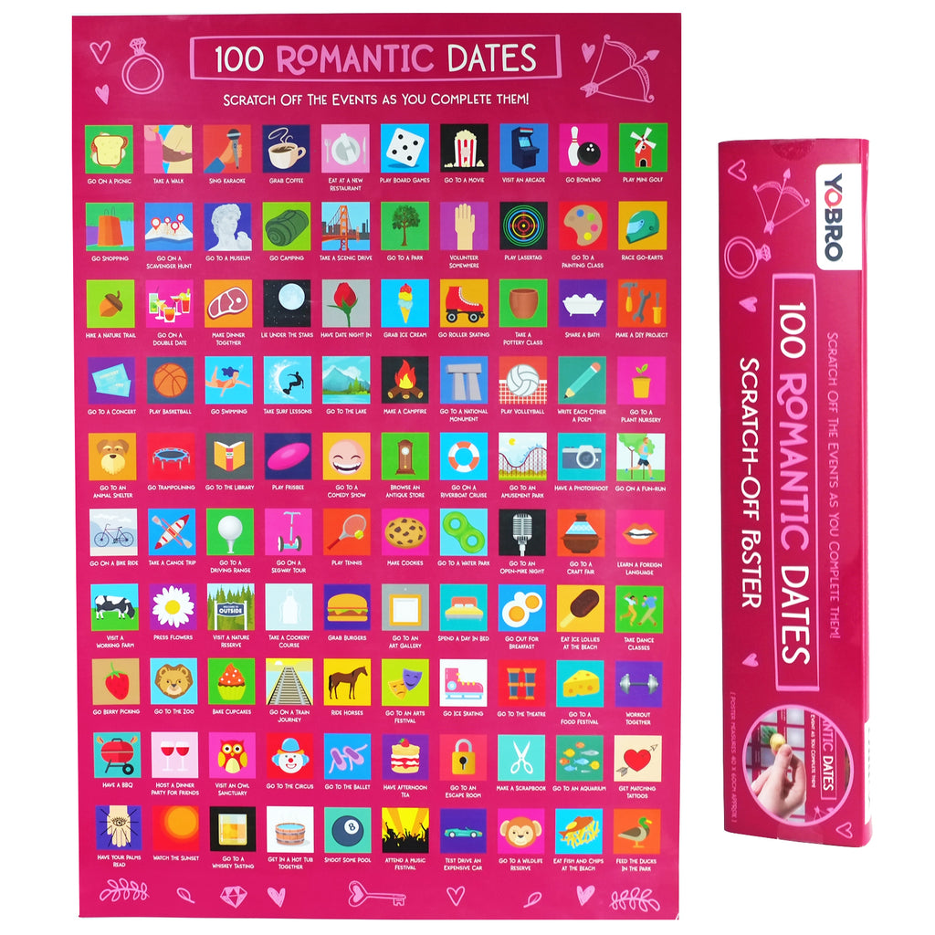 100 Dates Scrape Off Poster 100 Dating Idea For Couple Activities Couples  Games Date Night Ideas