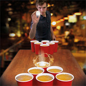 YOBRO Beer Pong Set Complete 12 Cups & 2 Red Balls America's #1 Drinking Game, Reusable