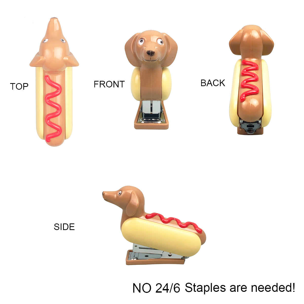 YOBRO Hot Dog Desktop Stapler for 12 Sheets Capacity with 1000 Pcs, Novelty Dachshund Stationery, Christmas Stocking Stuffers for Kids