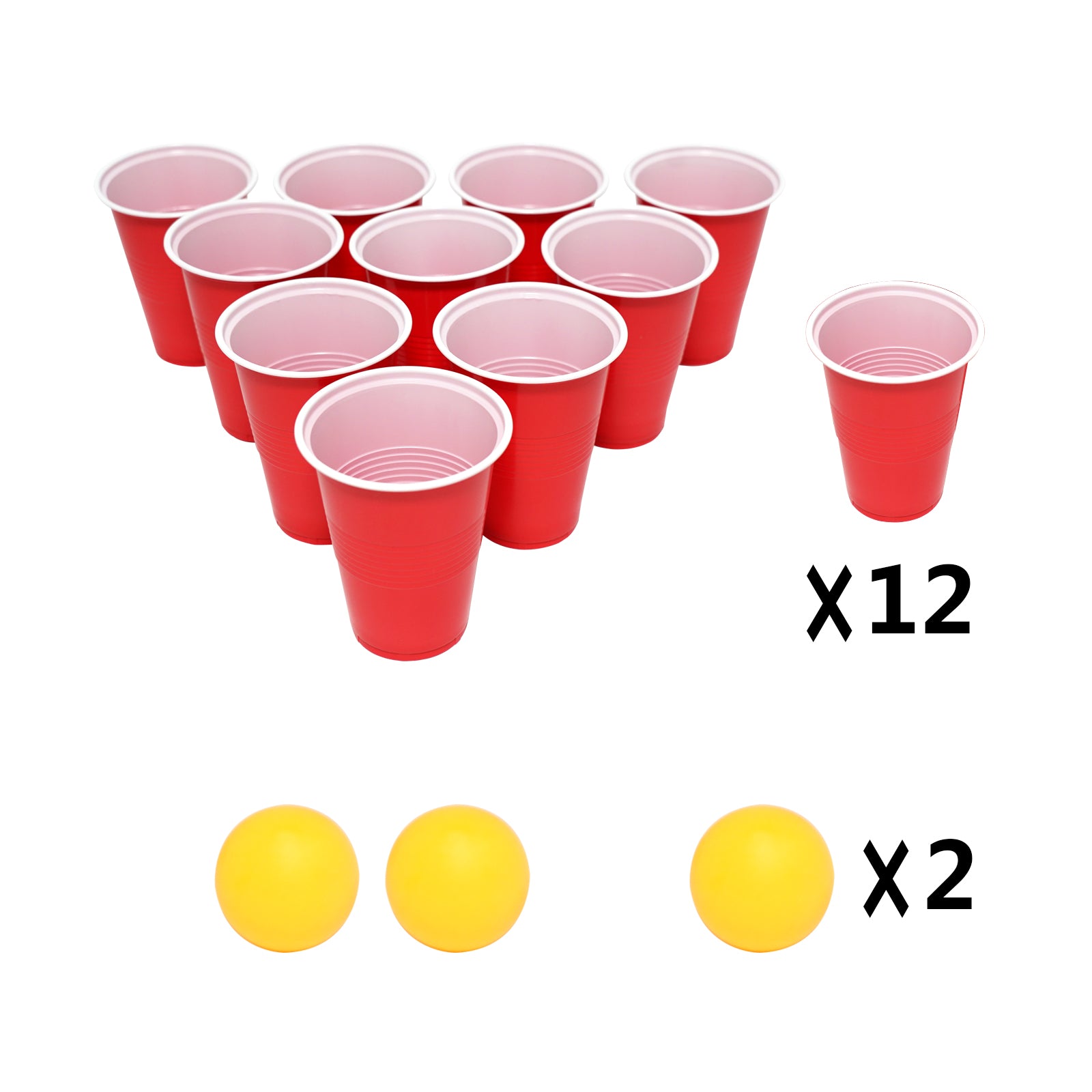 YOBRO Beer Pong Set Complete 12 Cups & 2 Red Balls America's #1 Drinking Game, Reusable