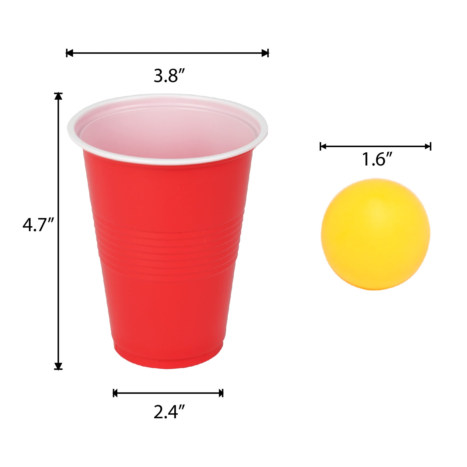 YOBRO Beer Pong Set Complete 12 Cups & 2 Red Balls America's #1 Drinking Game, Reusable